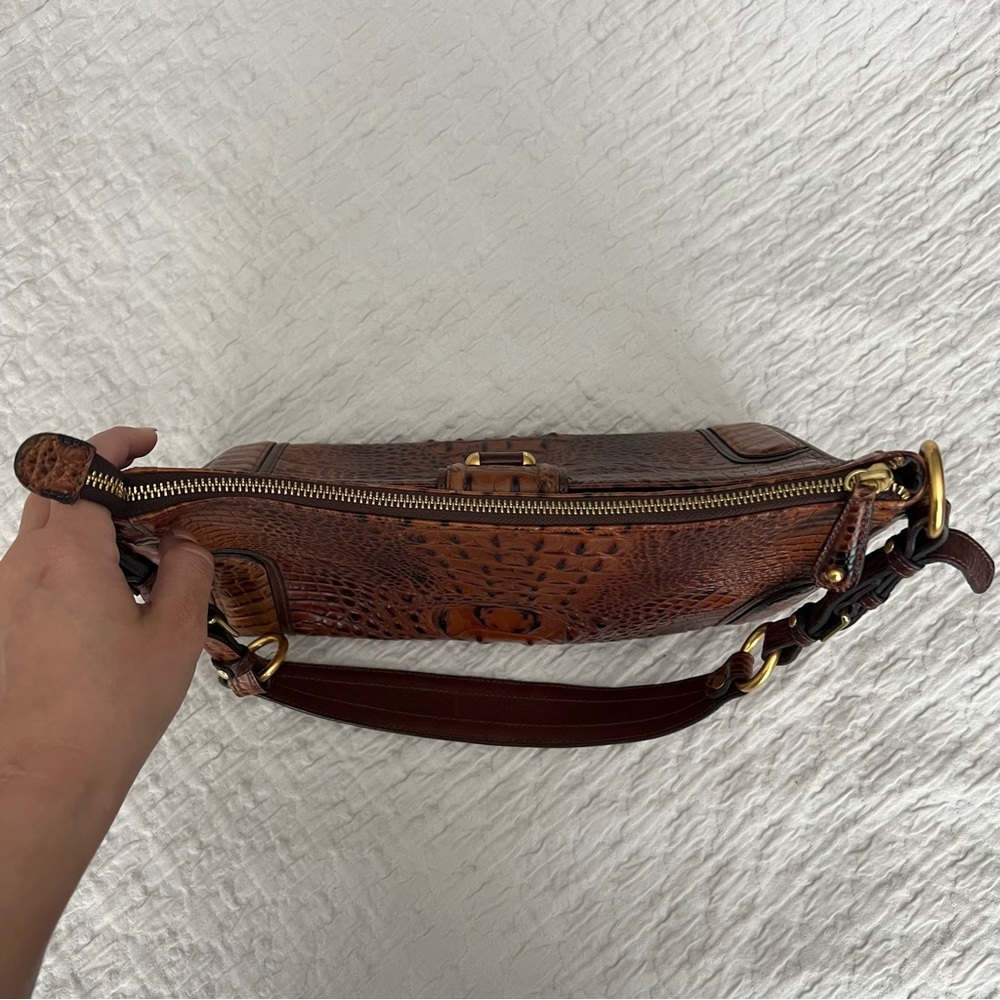 Brahmin Brown Croc Embossed Medium Shoulder Bag One Size - Picture 11 of 15
